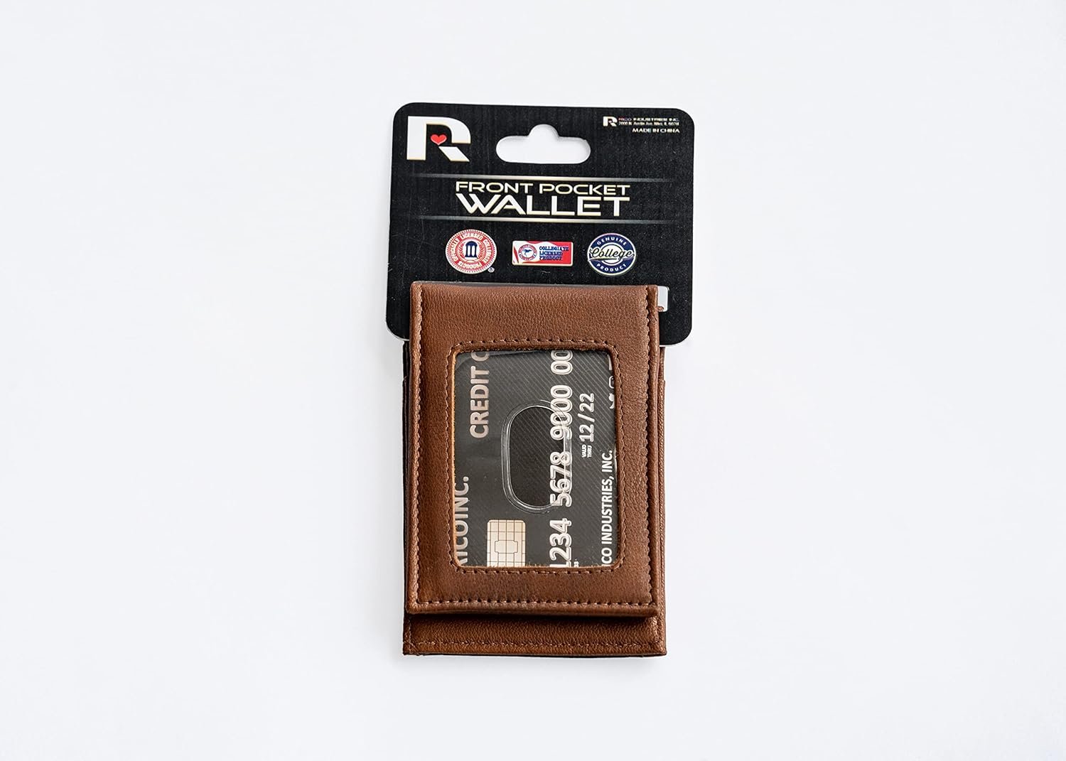 Rico Industries NHL Seattle Kraken Premium Laser Engraved Vegan Brown Leather Front Pocket Wallet - Compact and Slim yet Sturdy Design - Perfect to Show Your Team Pride or Gift 4
