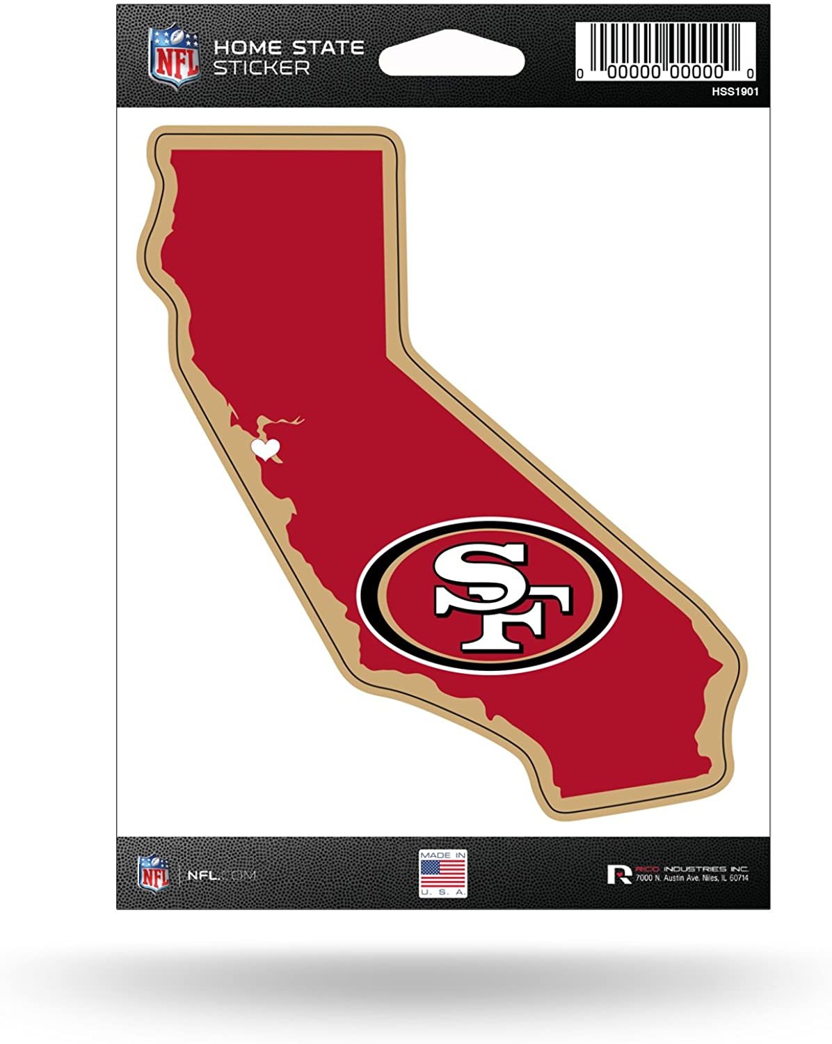 San Francisco 49ers 5 Inch Sticker Decal, Home State Design, Flat Vinyl, Full Adhesive Backing