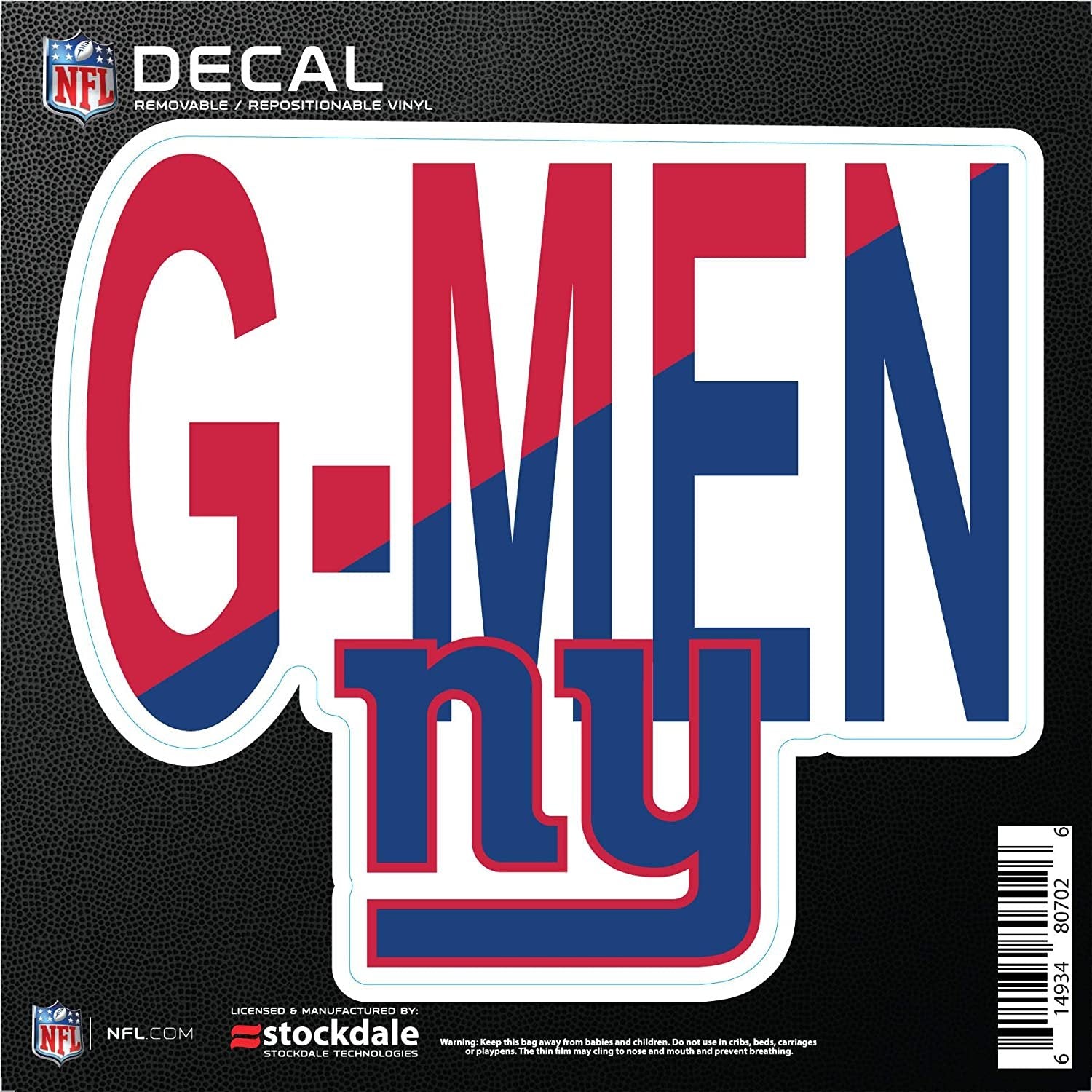 New York Giants 6 Inch Decal Sticker, Flat Vinyl, Die Cut, Slogan Design, Full Adhesive Backing 1