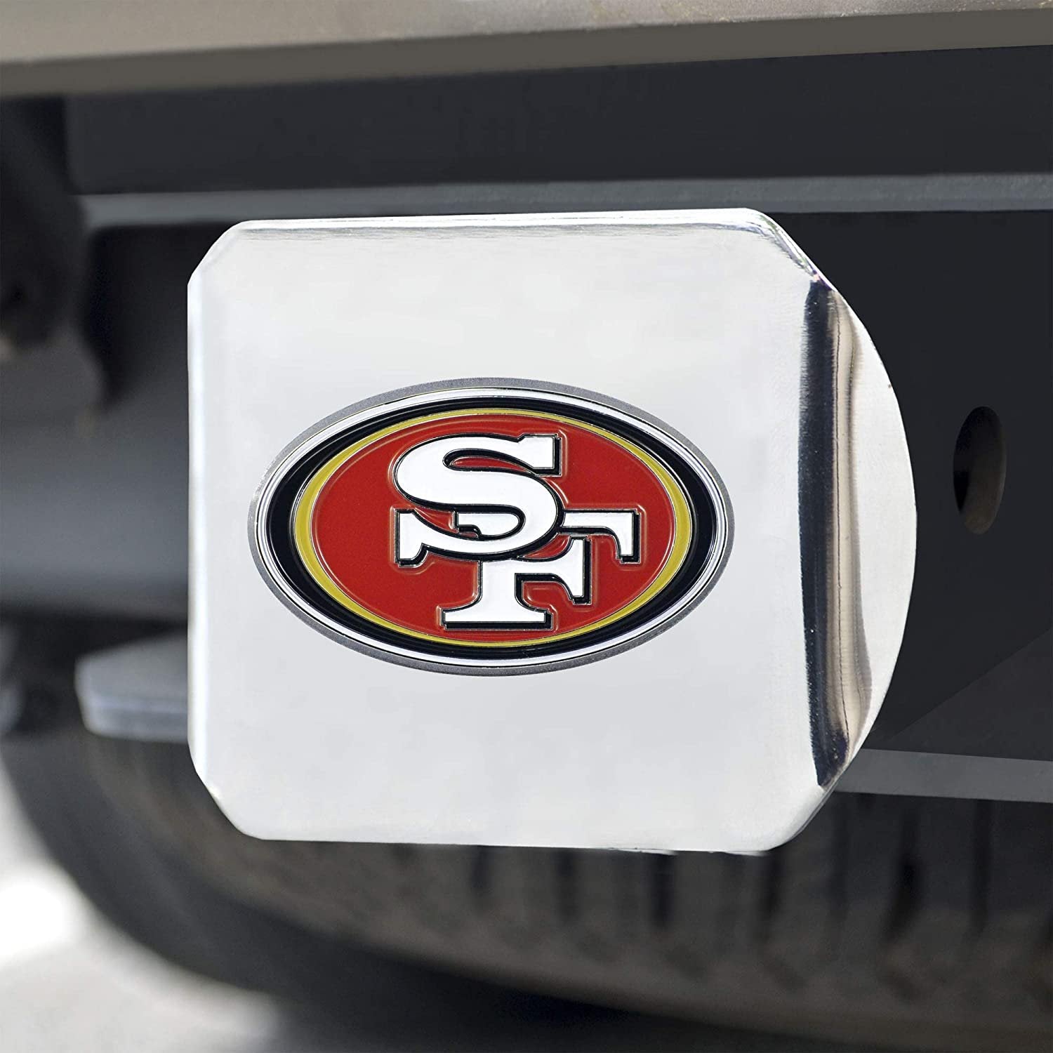 San Francisco 49ers Hitch Cover Solid Metal with Raised Color Metal Emblem 2" Square Type III