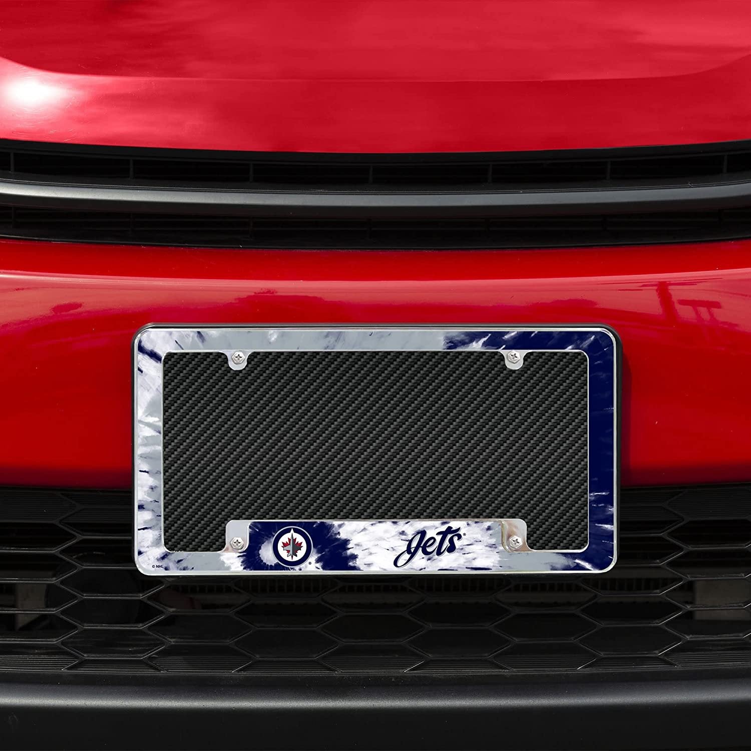 Winnipeg Jets Metal License Plate Frame Chrome Tag Cover Tie Dye Design 6x12 Inch 2