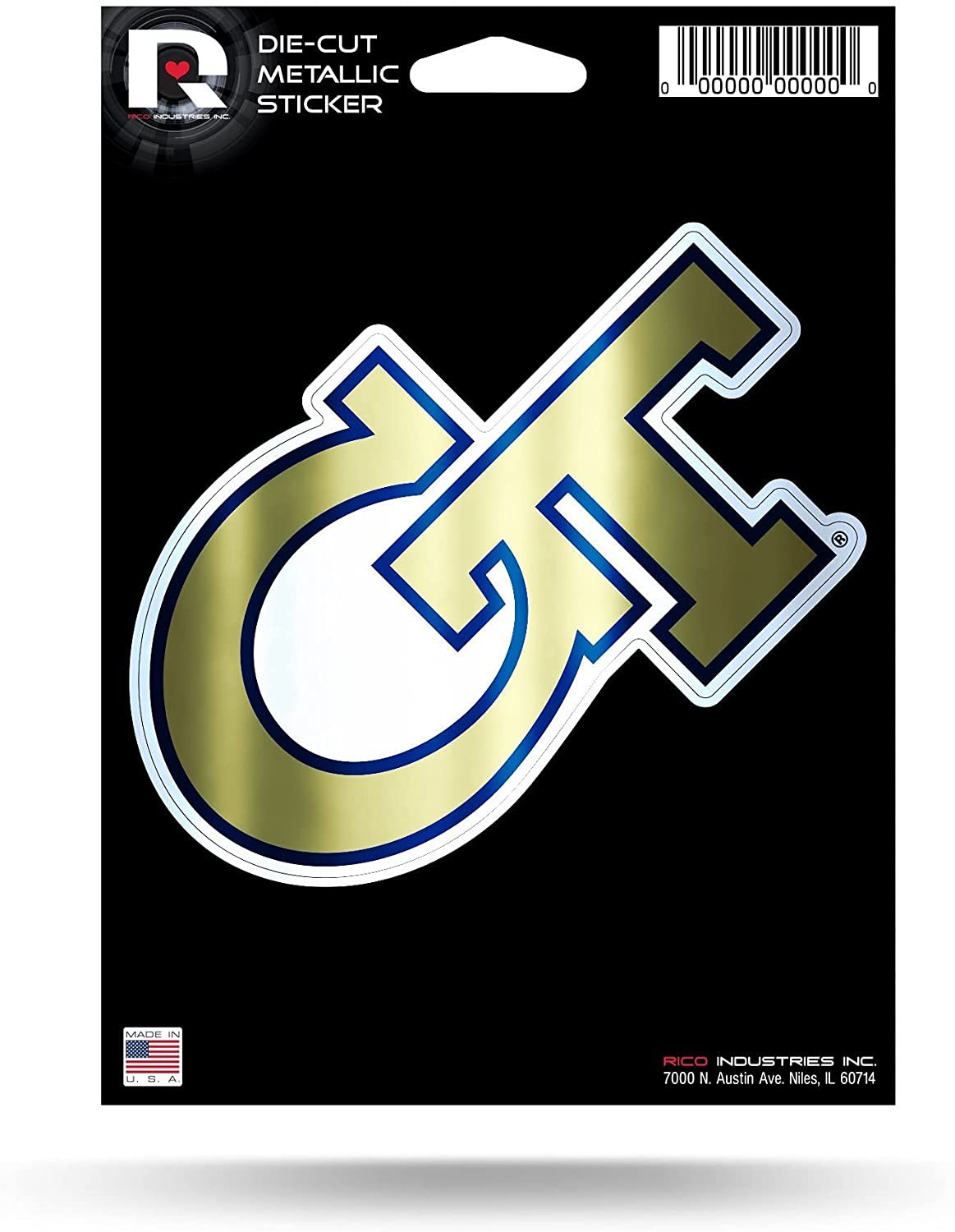 Georgia Tech University Yellow Jackets 5 Inch Sticker Decal Metallic Shimmer Design Flat Vinyl 1
