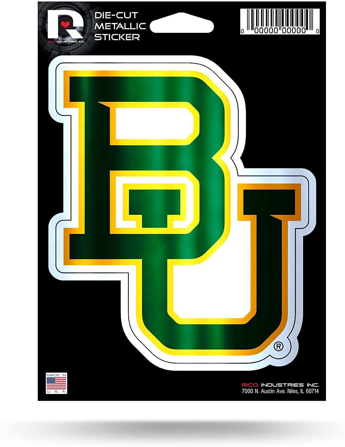 Baylor University Bears 5 Inch Die Cut Flat Vinyl Decal Sticker Chrome Metallic Shimmer Design Adhesive Backing 1