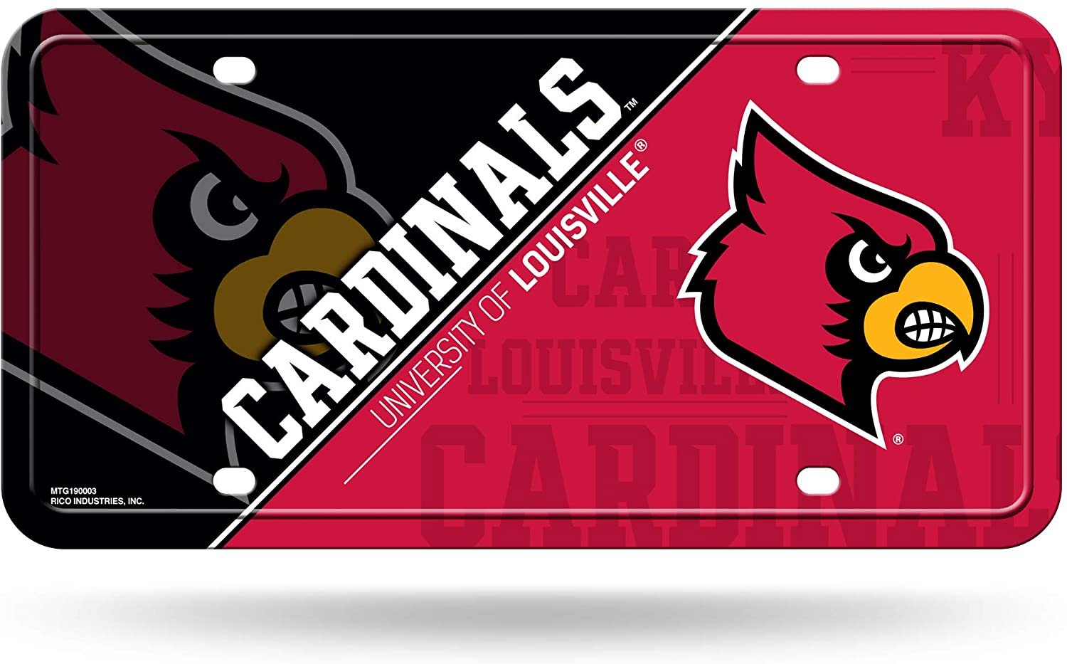 University of Louisville Cardinals Metal Auto Tag License Plate, Split Design, 12x6 Inch 1