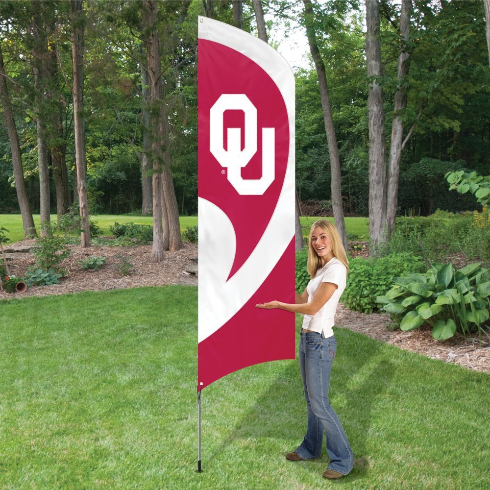 University of Oklahoma Sooners Tall Team Flag Tailgating Flag Kit 8.5 x 2.5 feet with Pole 2