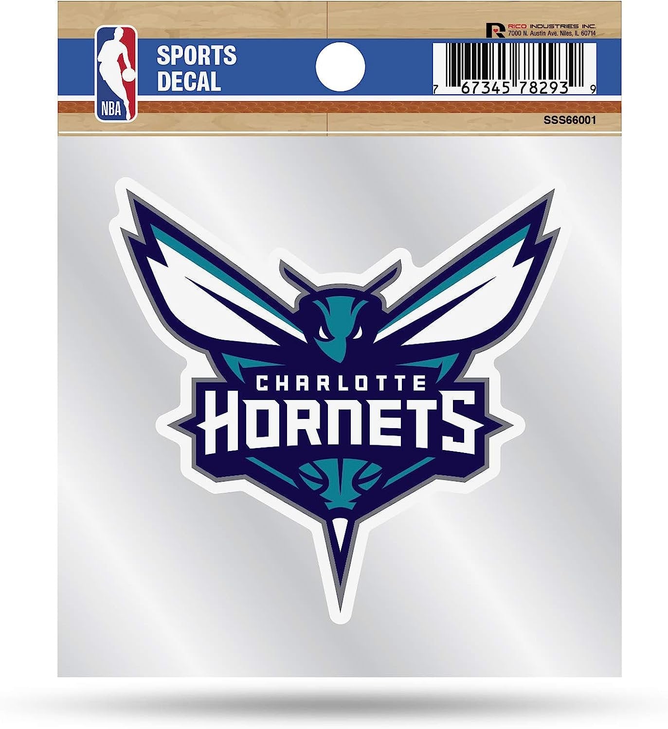 Charlotte Hornets 4x4 Die Cut Inch Decal Sticker Flat Vinyl, Primary Logo, Clear Backing