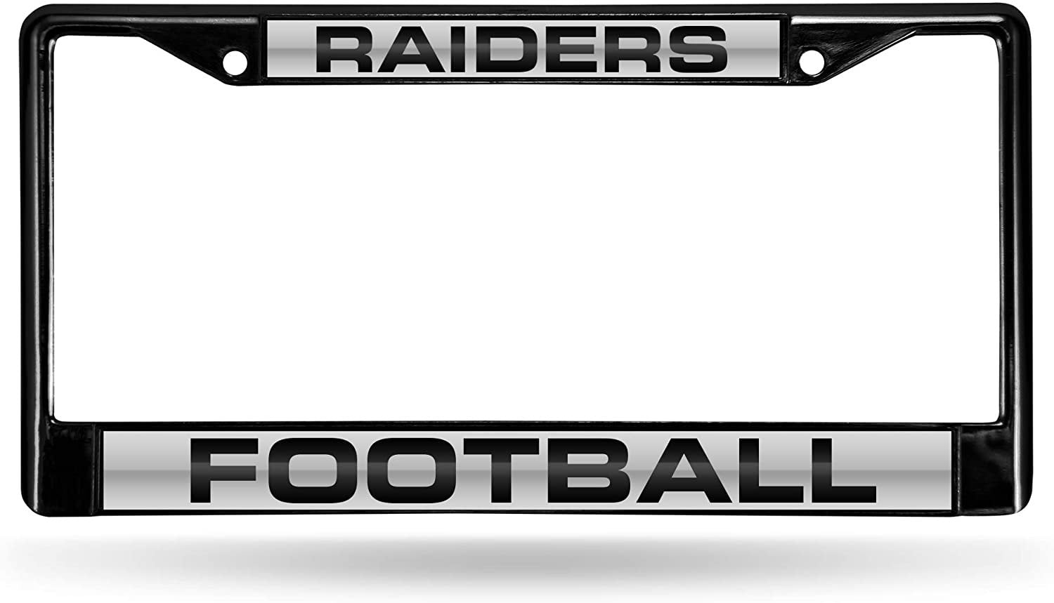 Las Vegas Raiders Black Metal License Plate Frame Tag Cover, Laser Acrylic Mirrored Inserts, 12x6 Inch 1