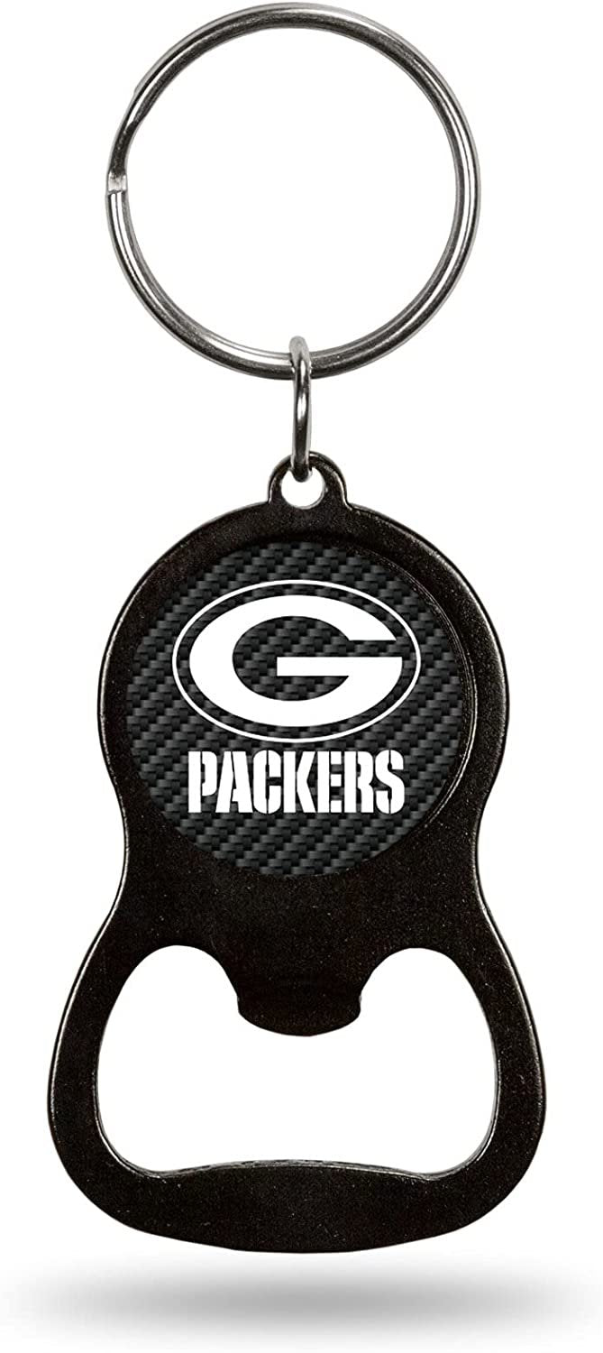 Green Bay Packers Metal Keychain Bottle Opener Carbon Fiber Design Football