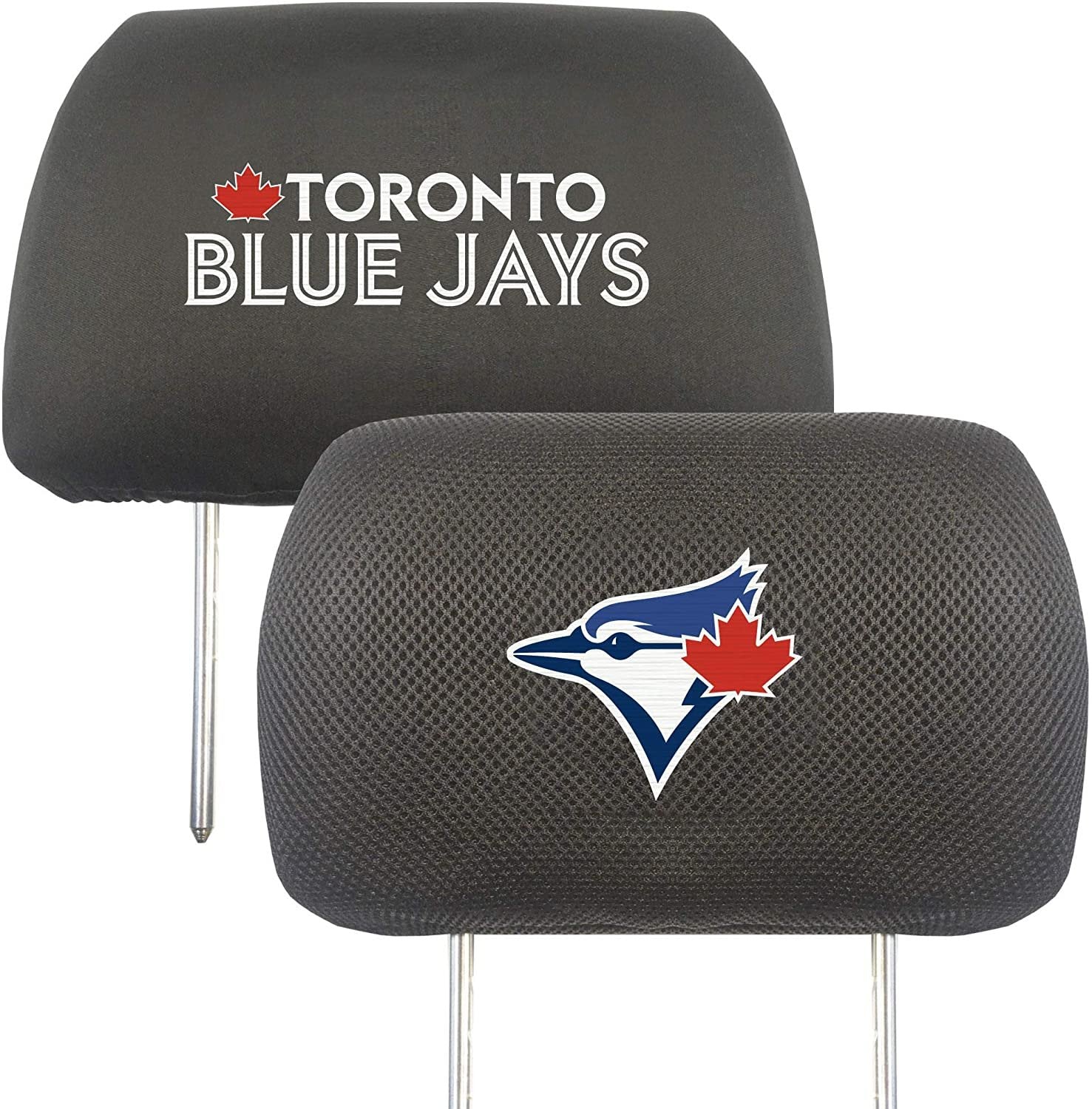 Toronto Blue Jays Pair of Premium Auto Head Rest Covers, Embroidered, Black Elastic, 14x10 Inch 1