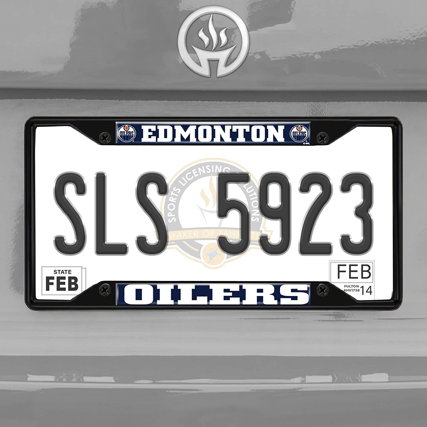 FANMATS 31382 Edmonton Oilers Metal License Plate Frame Black Finish