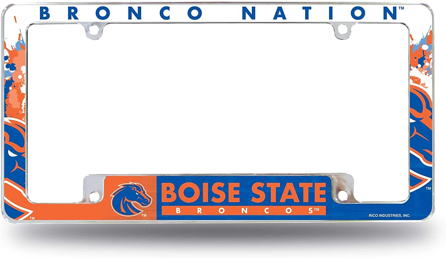 Boise State Broncos Metal License Plate Frame Tag Cover All Over Design University