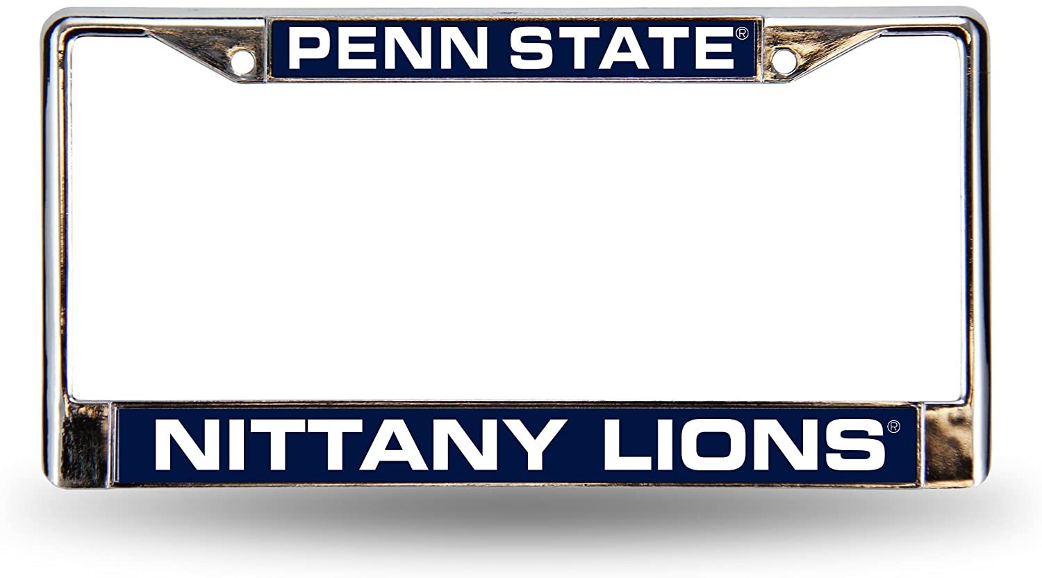 Penn State University Lions Chrome Metal License Plate Frame Tag Cover, Laser Acrylic Mirrored Inserts, 12x6 Inch 1