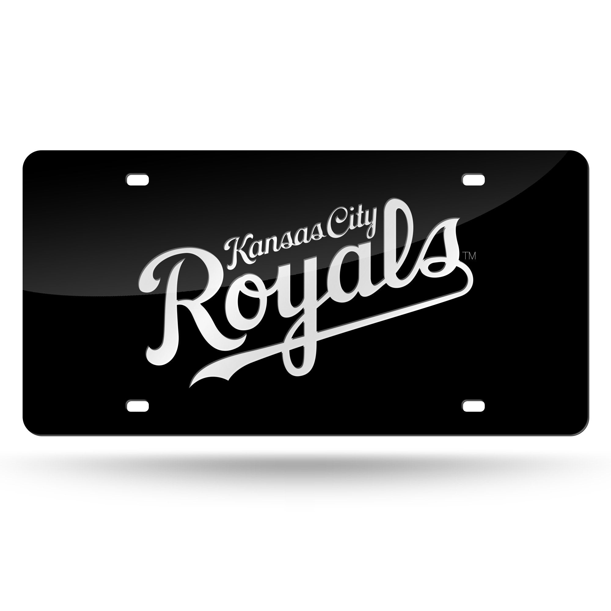 Kansas City Royals Premium Laser Tag License Plate, Black Mirrored Acrylic Inlaid, 12x6 Inch 1