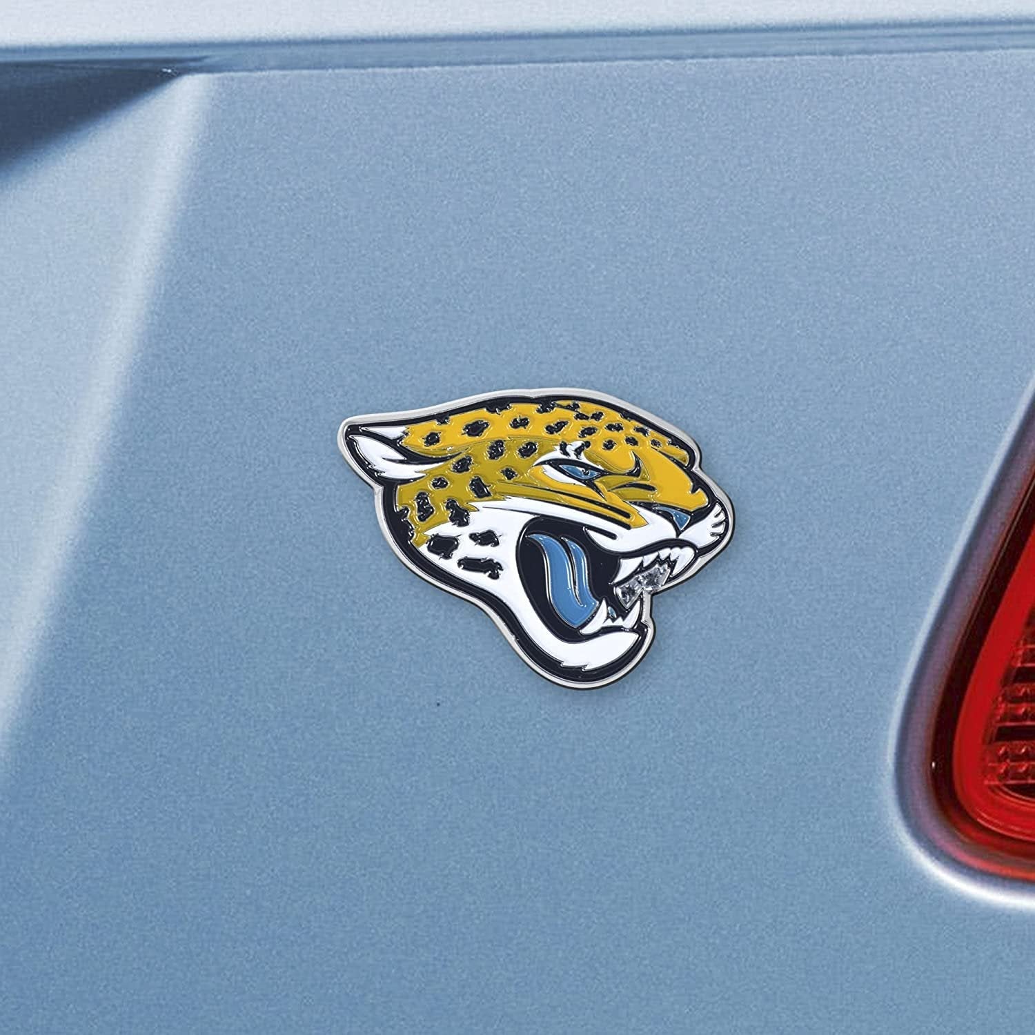 Jacksonville Jaguars Premium Solid Metal Raised Auto Emblem, Team Color, Shape Cut, Adhesive Backing 2