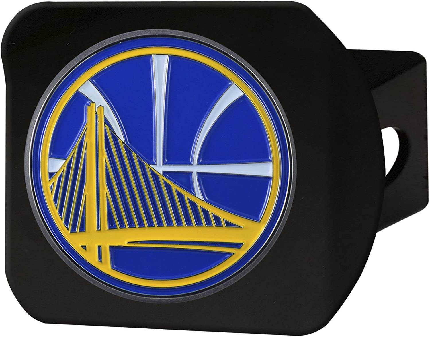 Golden State Warriors Solid Metal Black Hitch Cover with Color Metal Emblem 2 Inch Square Type III