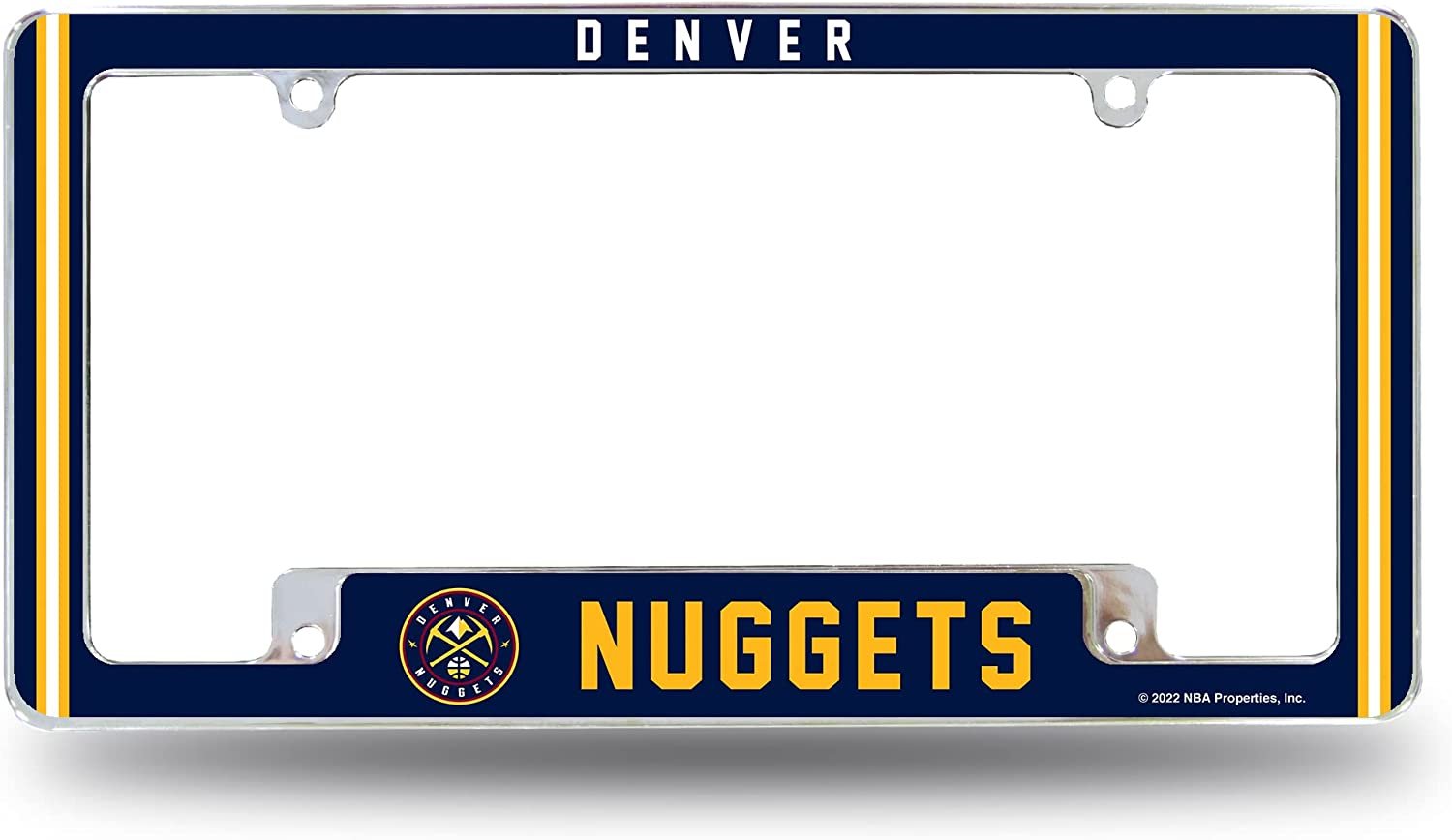 Denver Nuggets Metal License Plate Frame Chrome Tag Cover Alternate Design 6x12 Inch