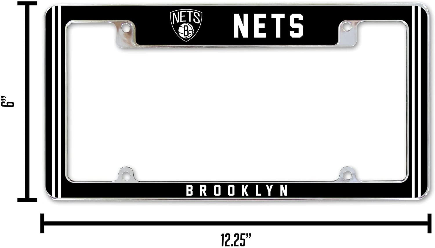 Brooklyn Nets Metal License Plate Frame Chrome Tag Cover Alternate Design 6x12 Inch 4