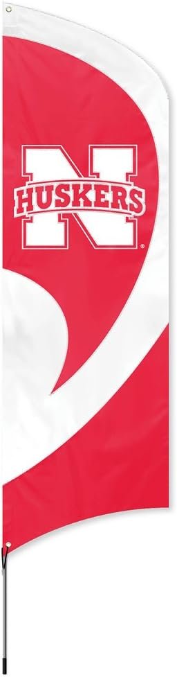 University of Nebraska Cornhuskers Tall Team Flag Tailgating Flag Kit 8.5 x 2.5 feet with Pole