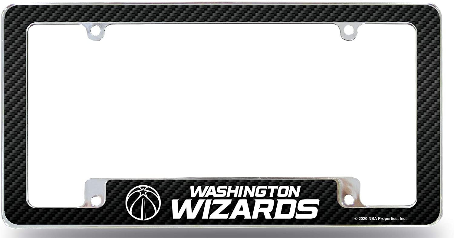 Rico Industries, Inc. Washington Wizards Metal License Plate Frame EZ View Carbon Fiber Design All Over Style Heavy Gauge Chrome Tag Cover Basketball