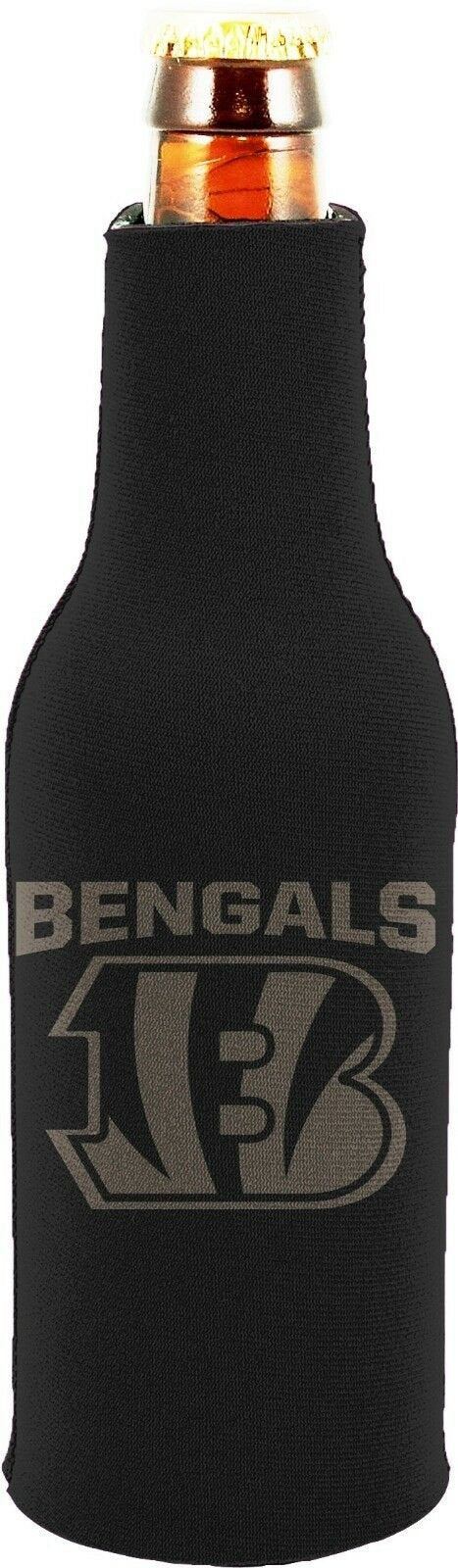 Cincinnati Bengals 2-PACK Zipper BOTTLE Tonal Black Koozie Neoprene Holder