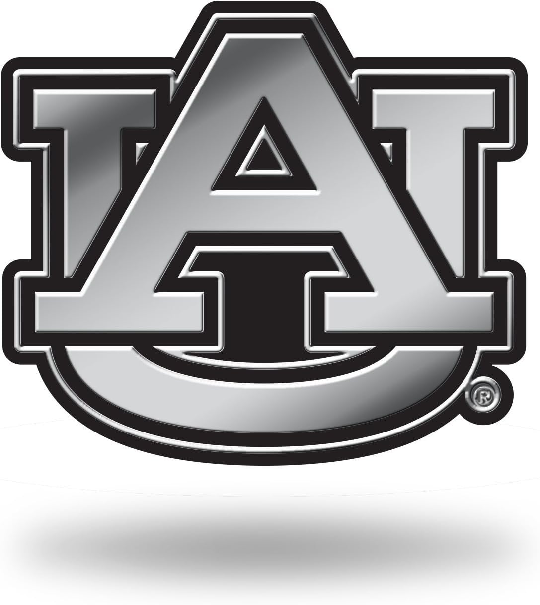 Auburn University Tigers Auto Emblem, Silver Chrome Color, Raised Molded Plastic, Adhesive Tape Backing 1