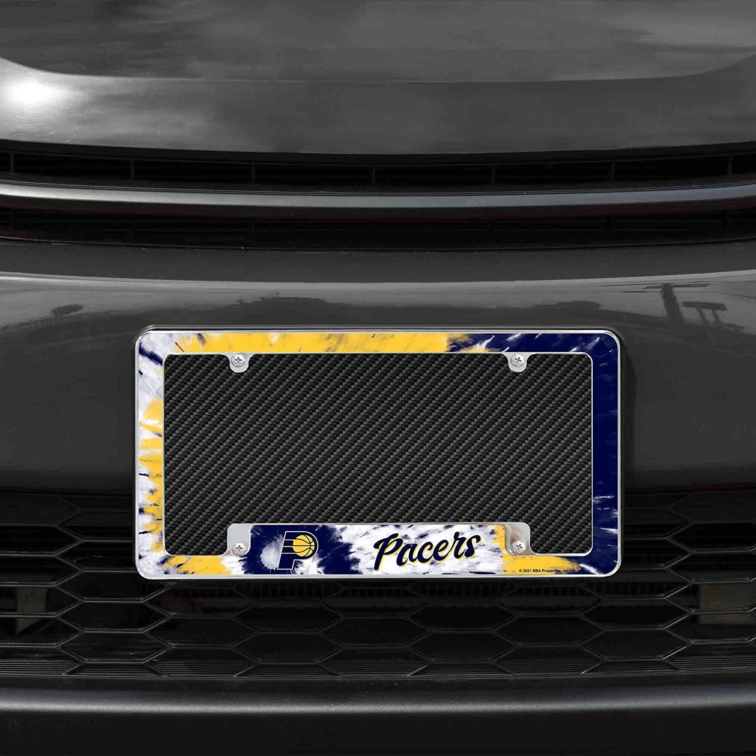 Indiana Pacers Metal License Plate Frame Chrome Tag Cover Tie Dye Design 6x12 Inch 2