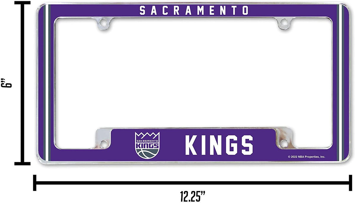Sacramento Kings Metal License Plate Frame Chrome Tag Cover Alternate Design 6x12 Inch 4