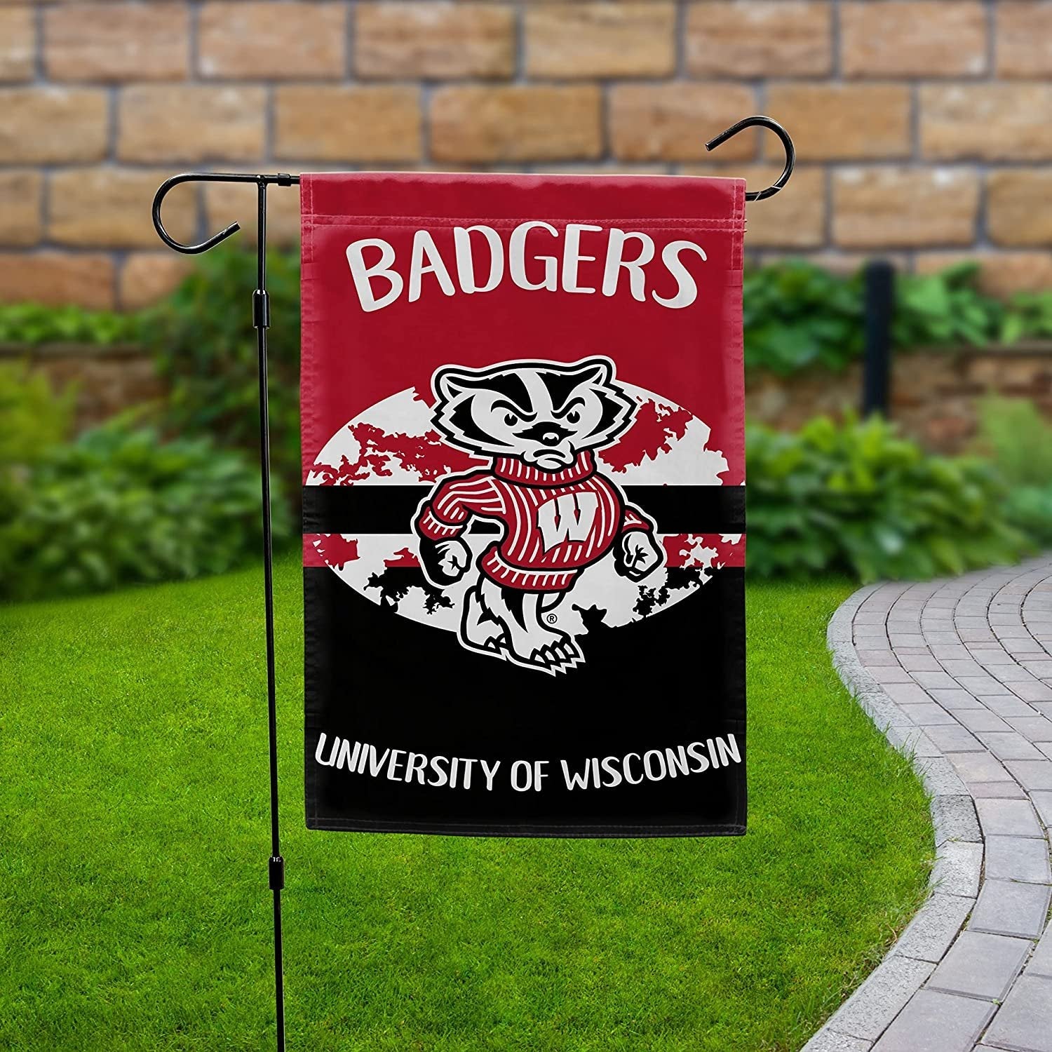 University of Wisconsin Badgers Double Sided Garden Flag Banner 12x18 Inch Alternate Design 2