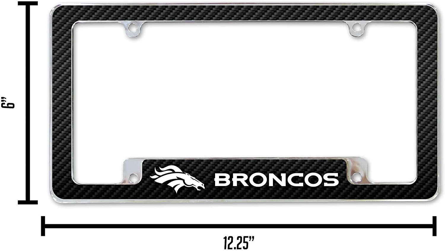 Denver Broncos Metal License Plate Frame Chrome Tag Cover Carbon Fiber Design 6x12 Inch 5