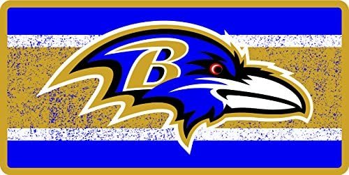 Baltimore Ravens Premium Laser Cut Tag License Plate, Vintage Design, Mirrored Acrylic Inlaid, 6x12 Inch 1