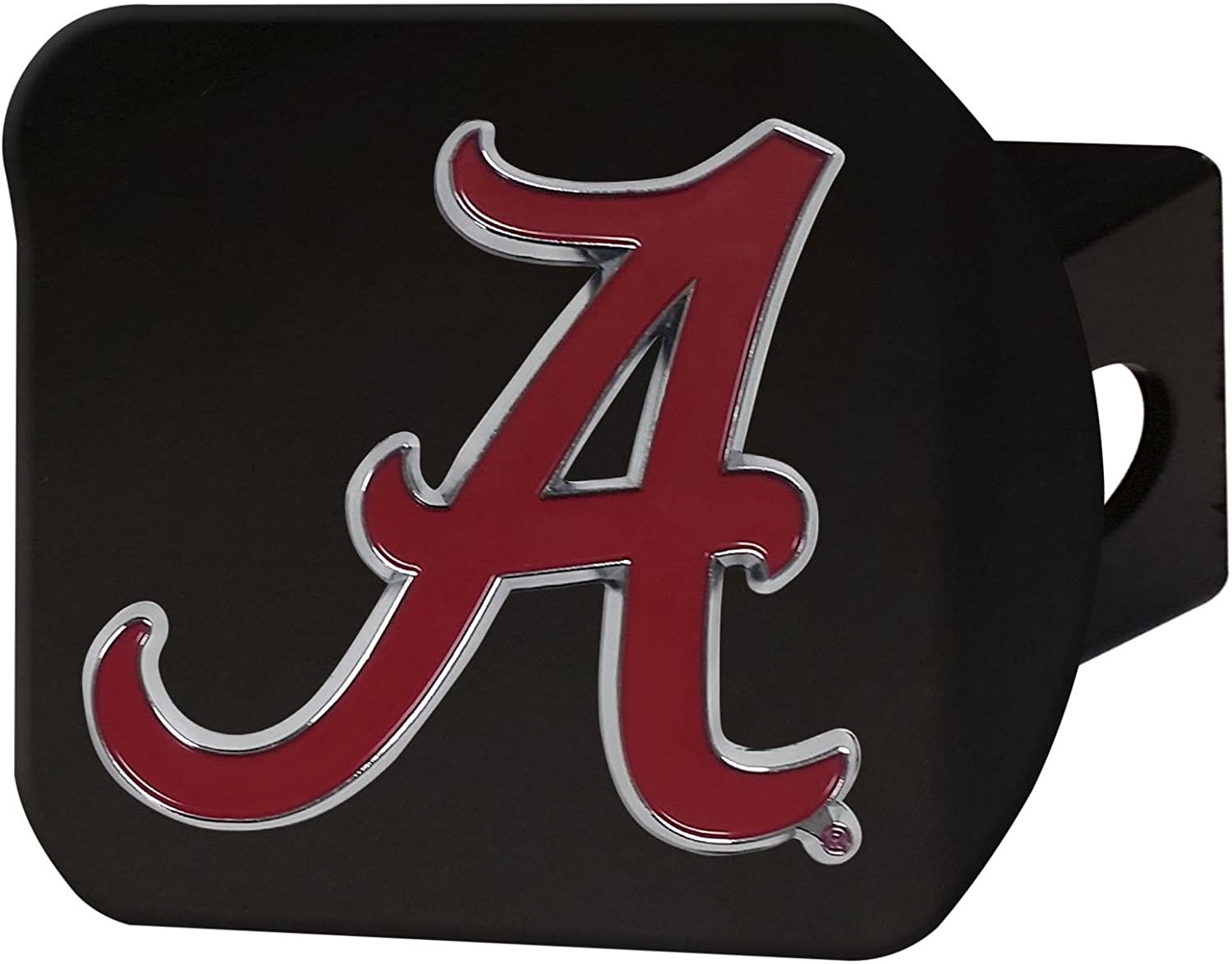 Alabama Crimson Tide Hitch Cover Black Solid Metal with Raised Color Metal Emblem 2" Square Type III University of