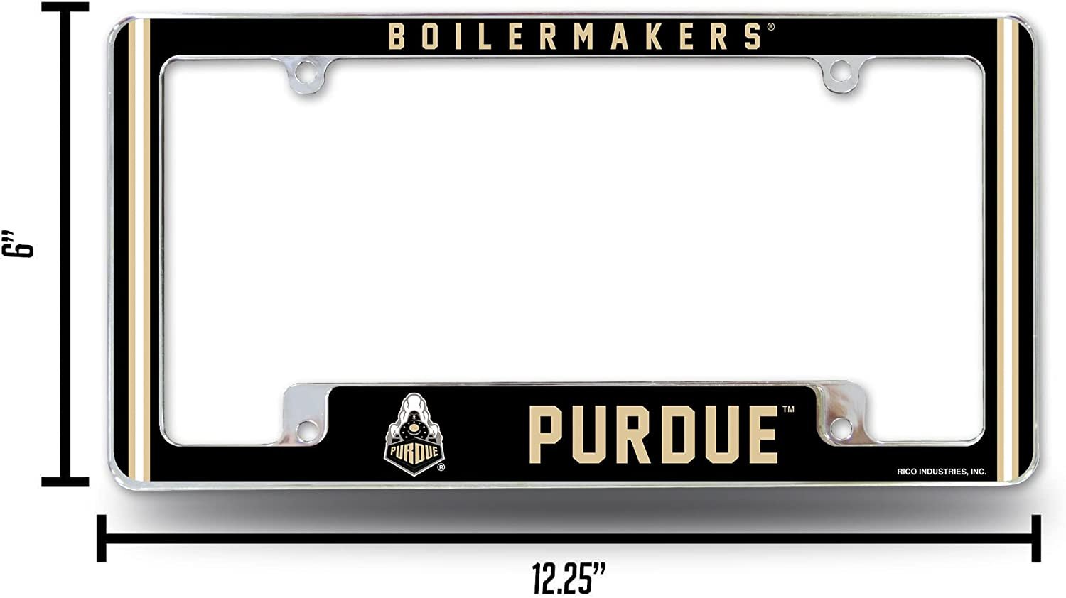 Purdue University Boilermakers Metal License Plate Frame Chrome Tag Cover Alternate Design 6x12 Inch 3