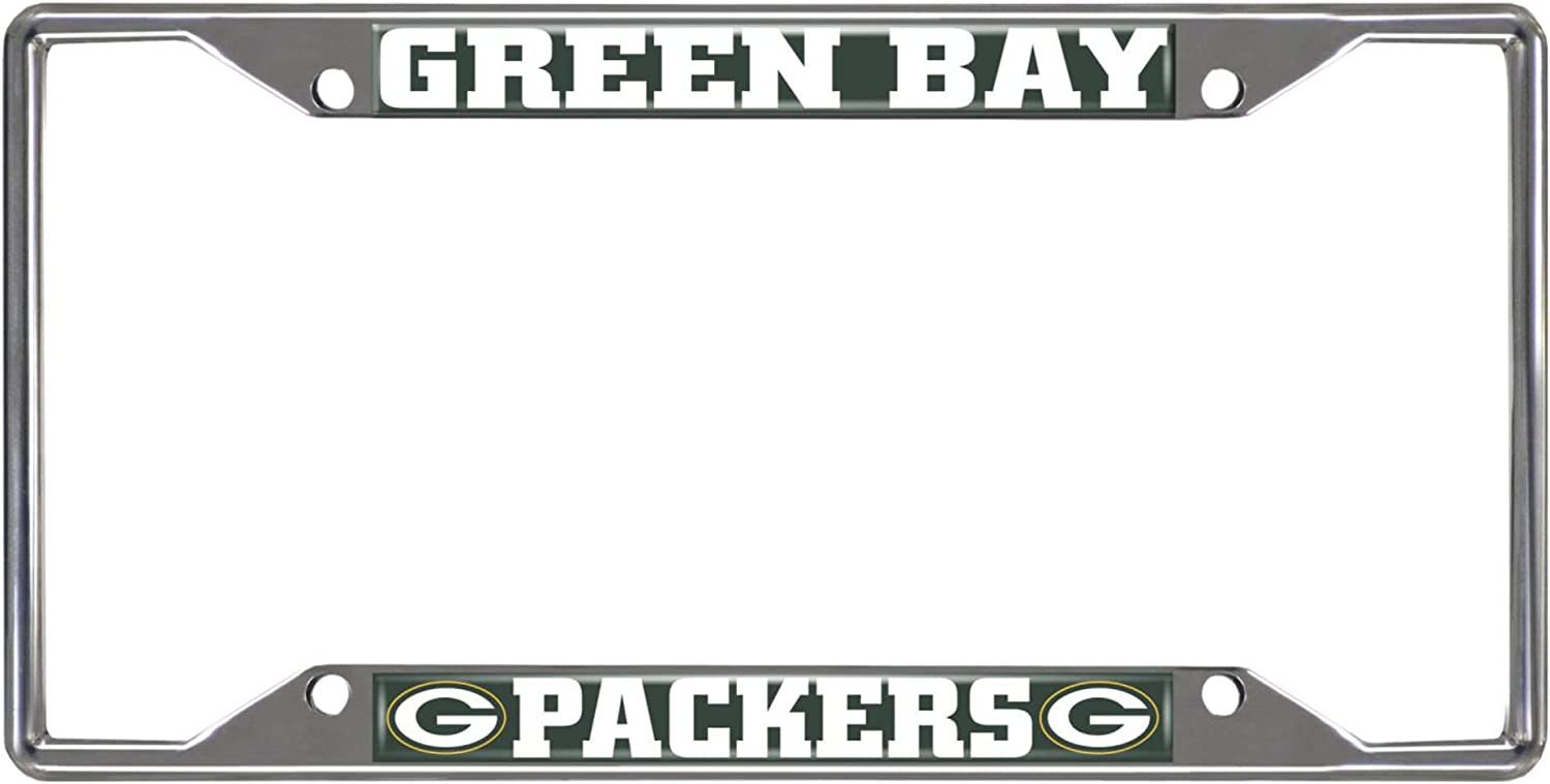 FANMATS 15532 Green Bay Packers Chrome Metal License Plate Frame, Team Colors, 6.25in x 12.25in