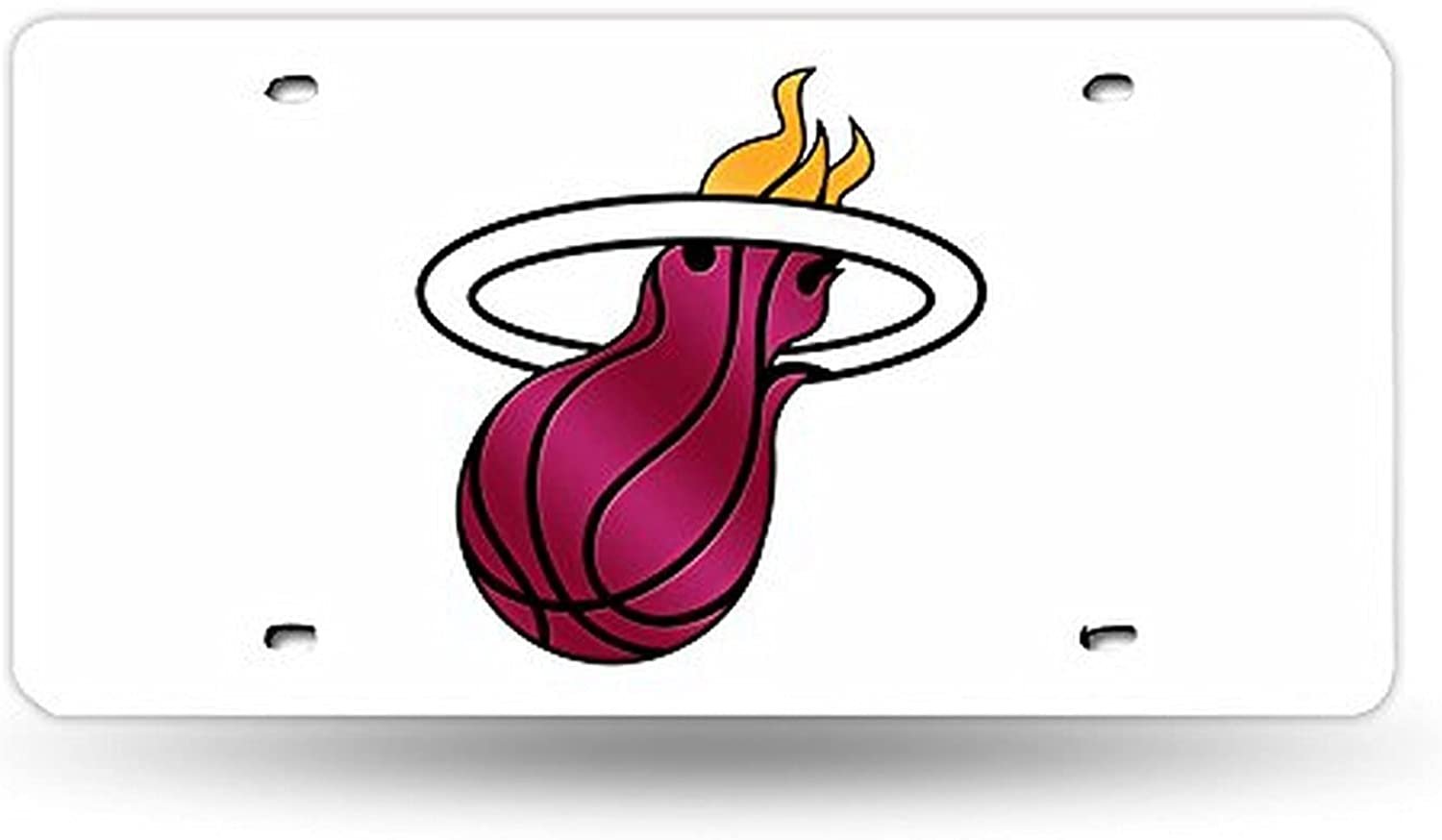 Miami Heat Premium Laser Cut Tag License Plate, White Mirrored Acrylic Inlaid, 12x6 Inch 1