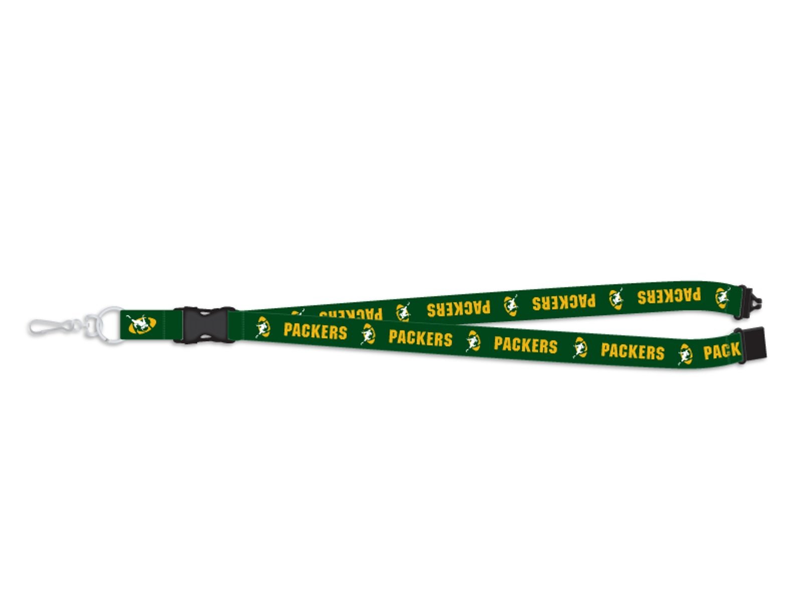 Pro Specialties Group Green Bay Packers Throwback Retro Deluxe 2-Sided Lanyard Breakaway Clip Football 1