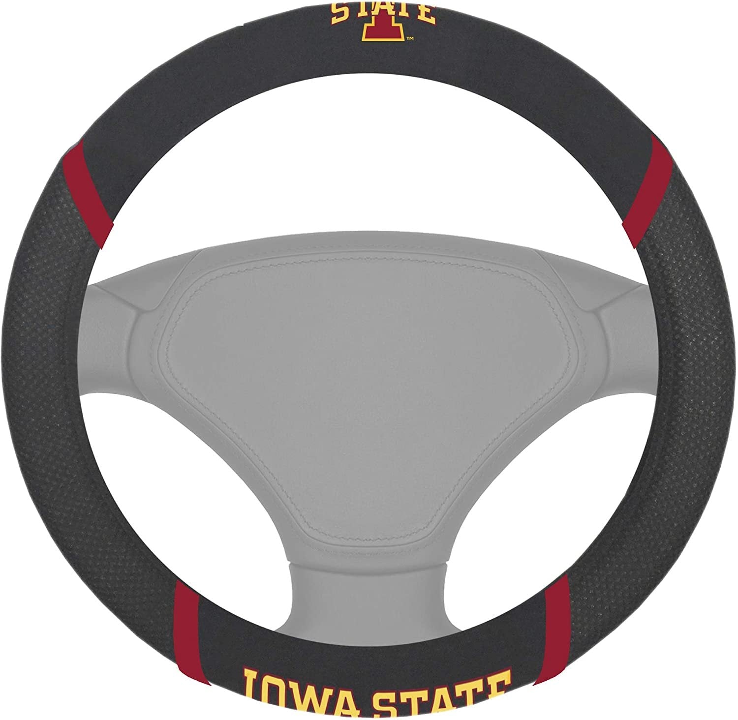 Iowa State Cyclones Steering Wheel Cover Premium Embroidered Black 15 Inch University