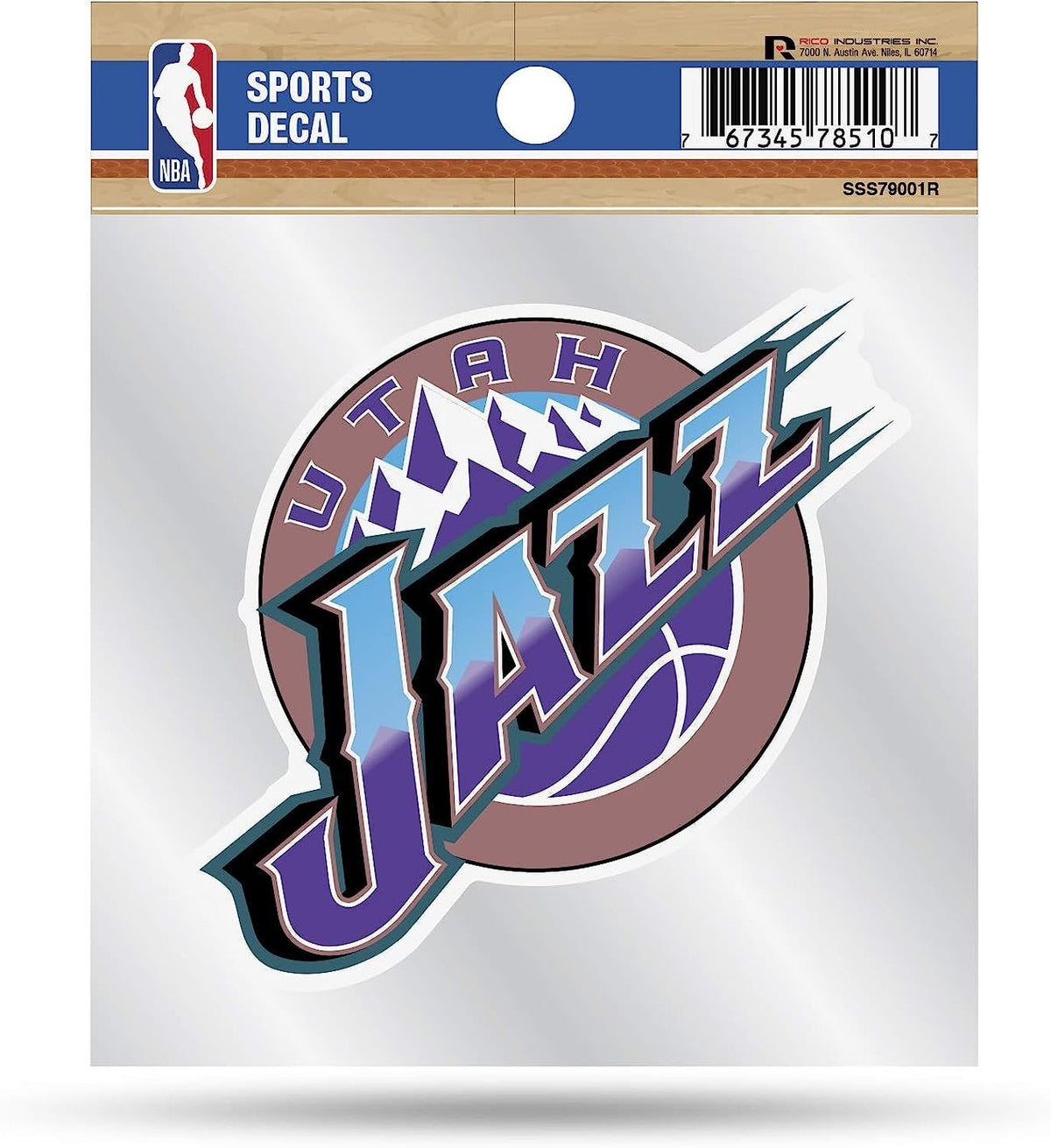 Utah Jazz 4x4 Inch Die Cut Decal Sticker, Retro Logo, Clear Backing 1