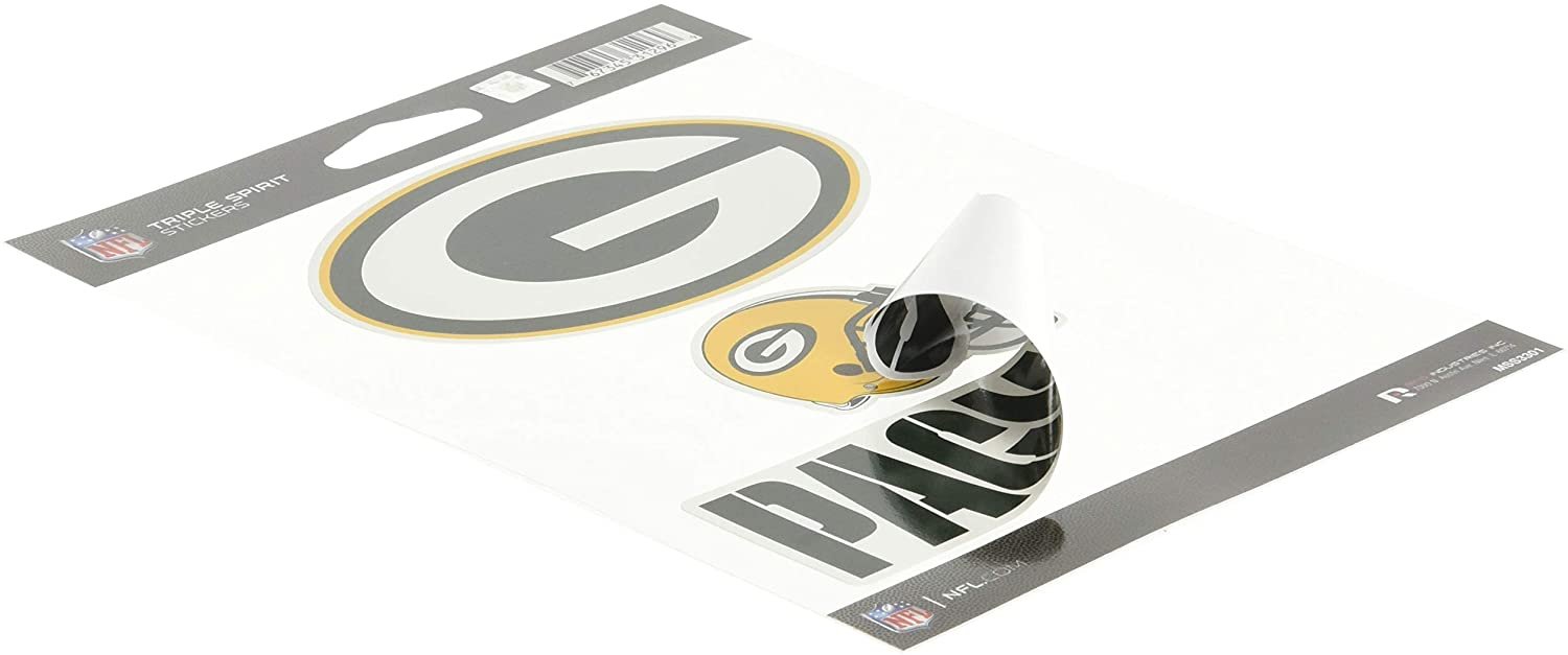 NFL Rico Industries Die Cut 3-Piece Triple Spirit Sticker Sheet, Green Bay Packers 4