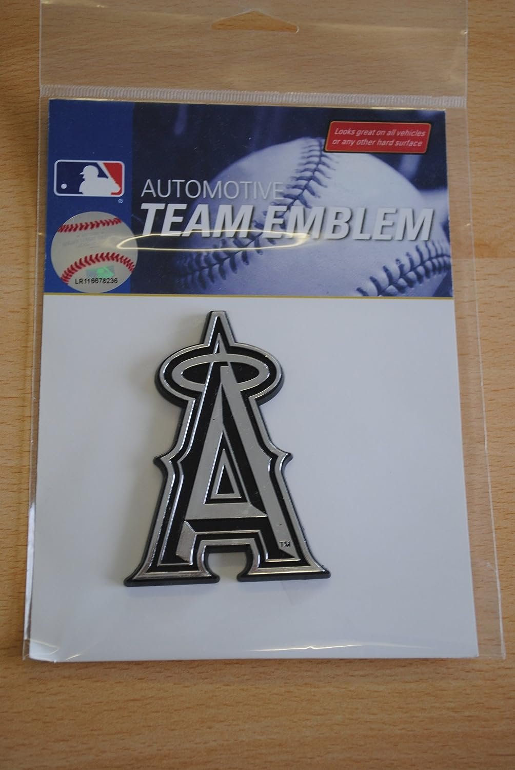 Los Angeles Angels Auto Emblem, Silver Chrome Color, Raised Molded Plastic, Adhesive Tape Backing 3