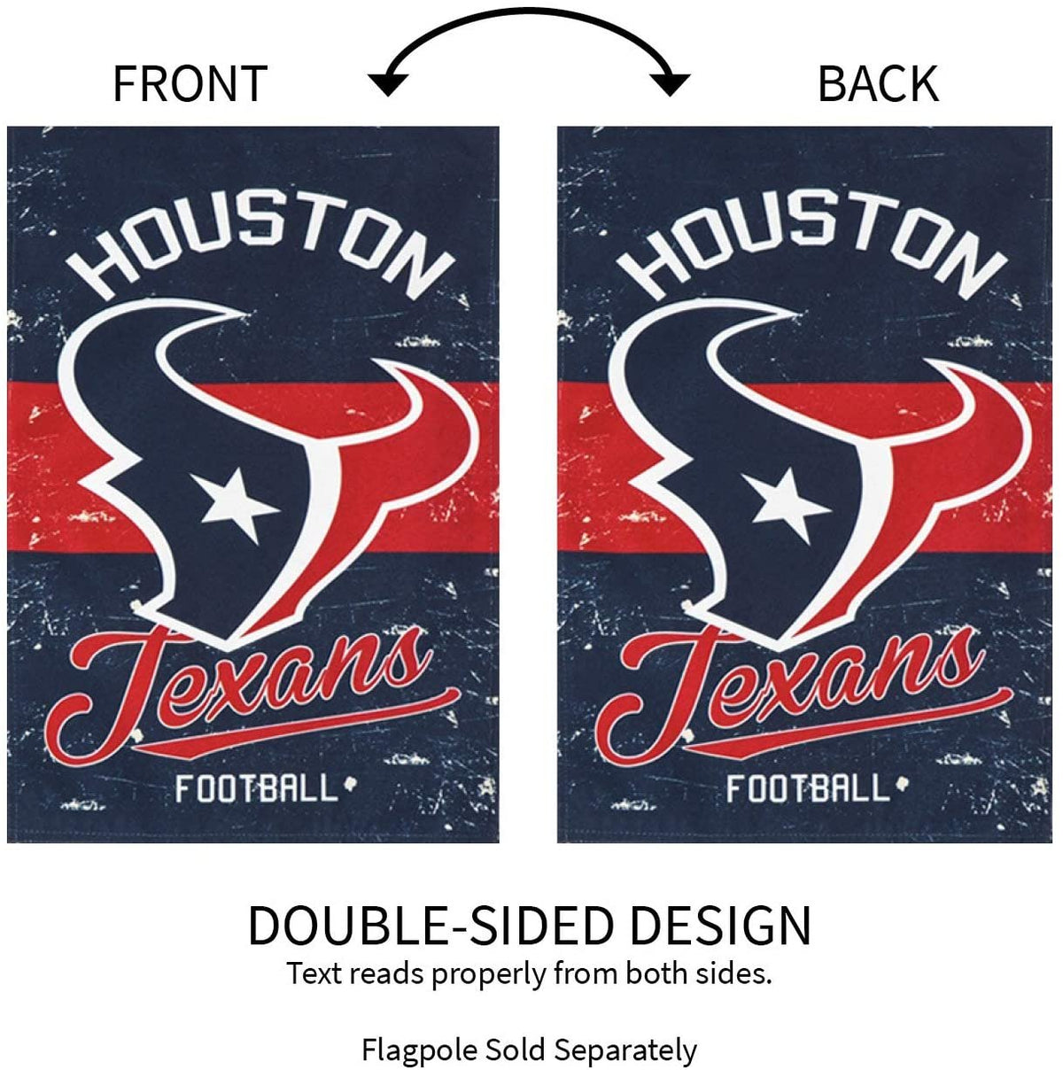 Houston Texans Premium Garden Flag Banner, Double Sided, Retro Vintage Design, Linen, 13x18 Inch 6