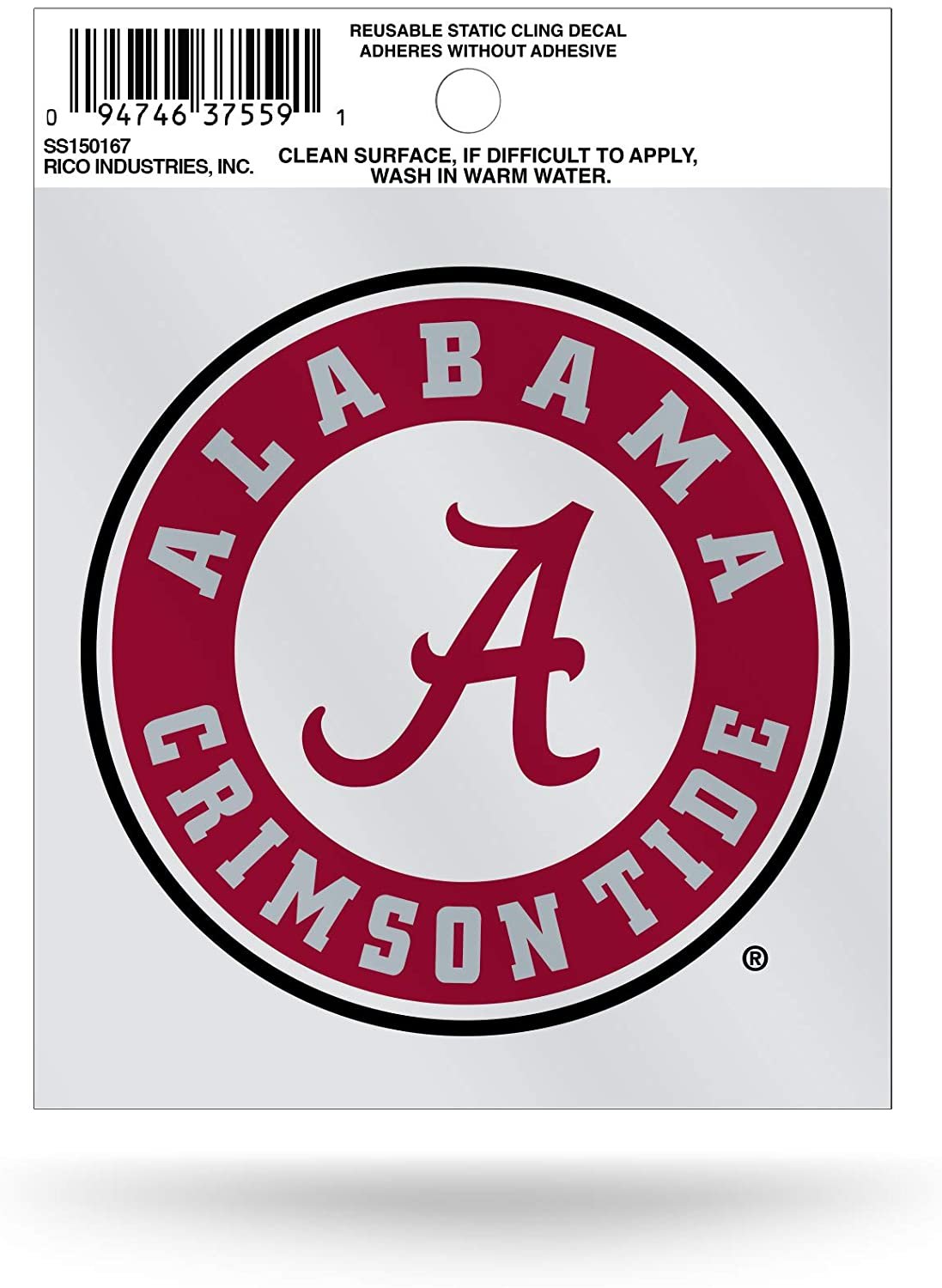 NCAA Alabama Crimson Tide Small Static Cling Decal 1