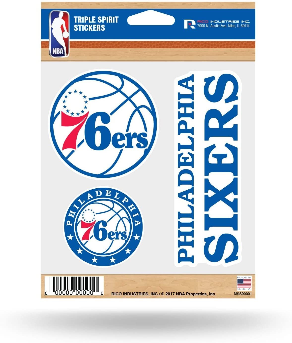 Philadelphia 76ers Die Cut 3-Piece Triple Spirit Sticker Sheet 1