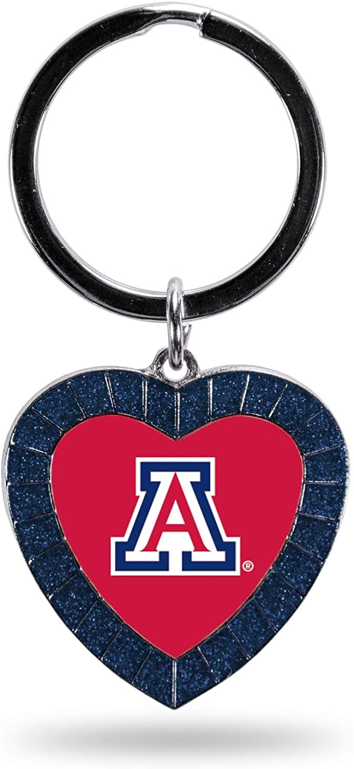NCAA Arizona Wildcats NCAA Rhinestone Heart Colored Keychain, Navy, 3-inches in length 1