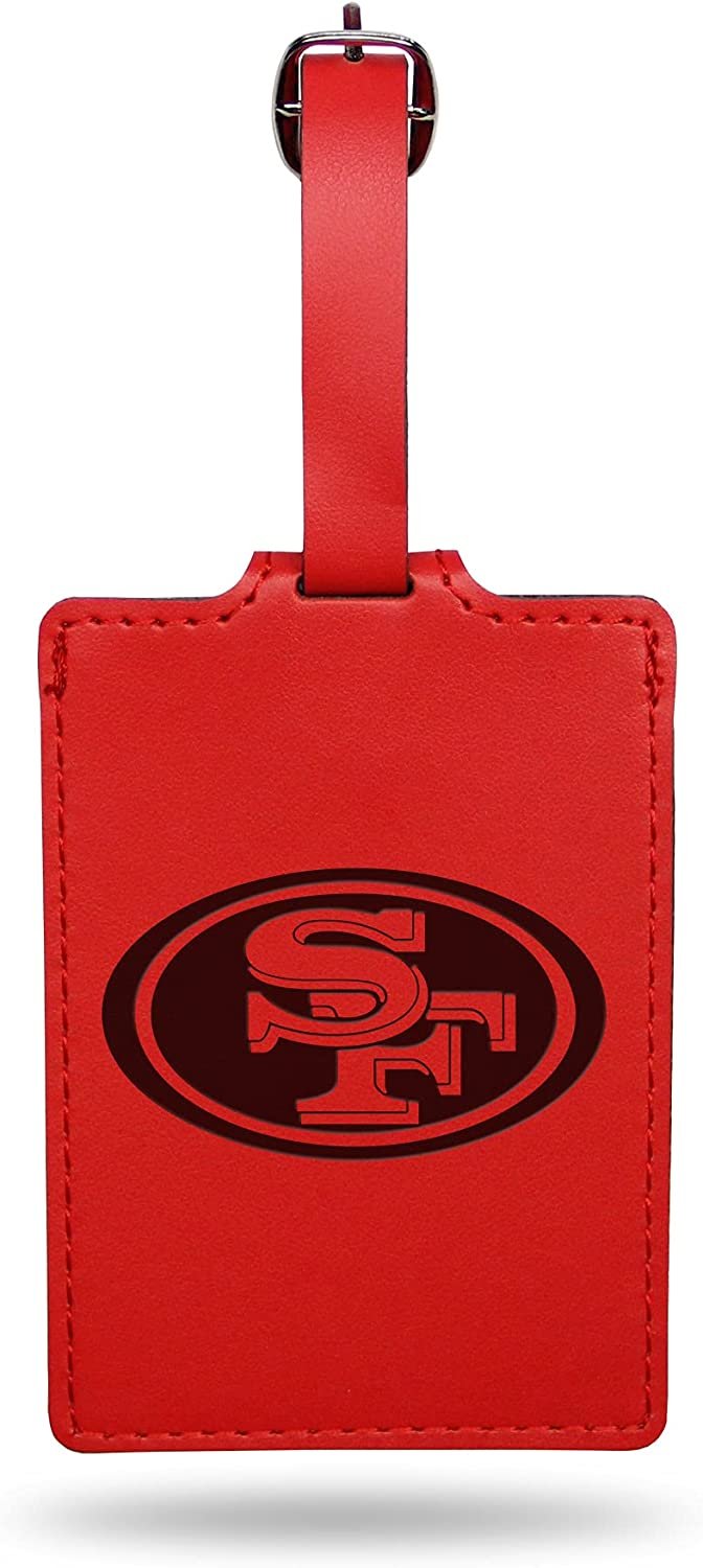 Rico Industries NFL San Francisco 49ers Red Laser Engraved Ultra Suede Luggage Tag - Includes ID Card 1