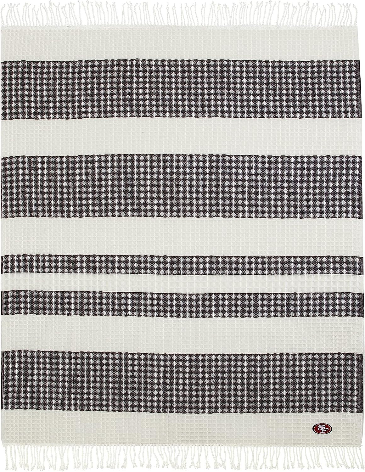 Northwest The Company NFL San Francisco 49ers Waffle Weave Jacquard Throw Blanket, 50" x 60", White/Grey