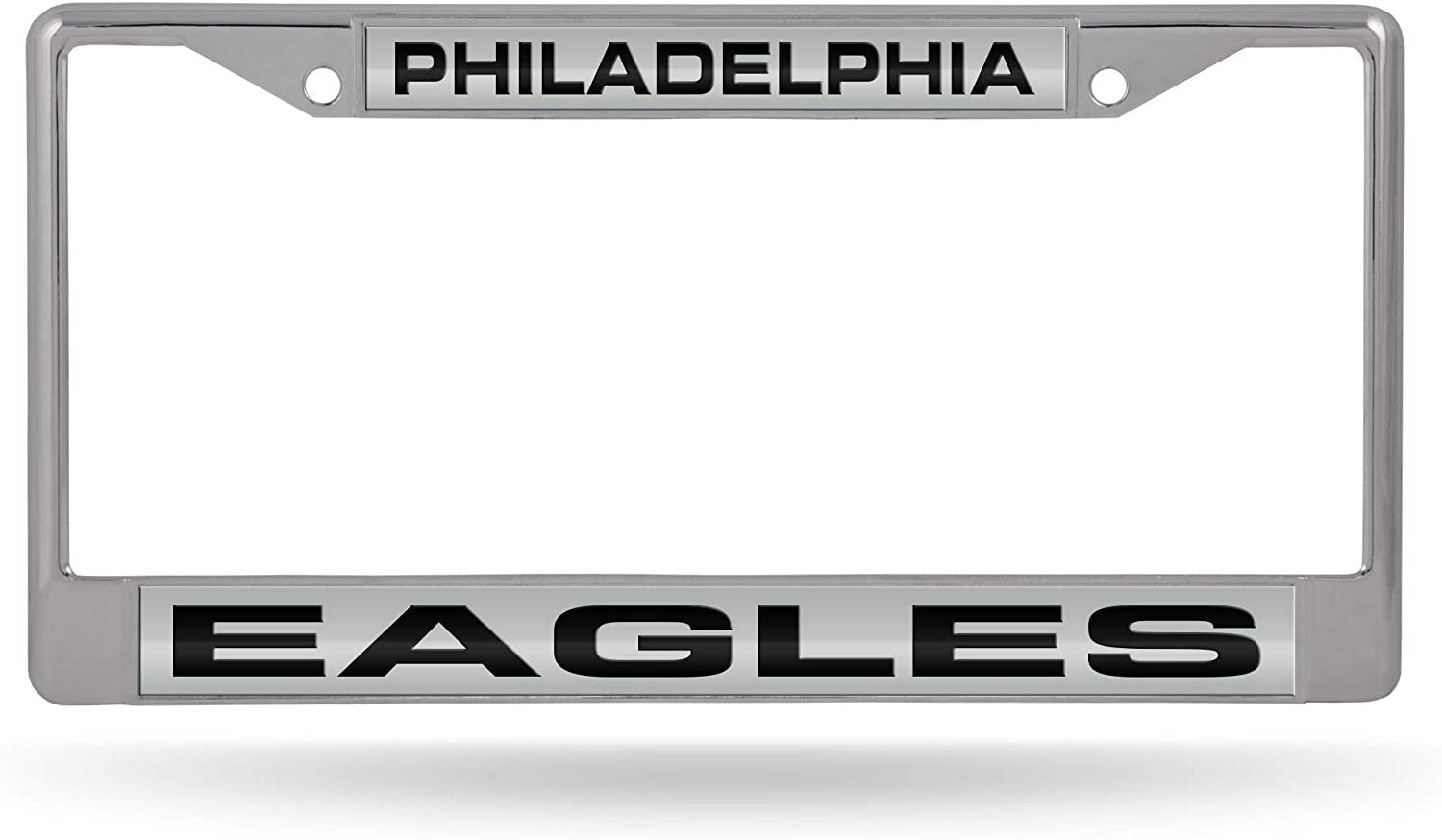 Philadelphia Eagles Chrome Metal License Plate Frame Tag Cover, Laser Acrylic Mirrored Inserts, 12x6 Inch 1