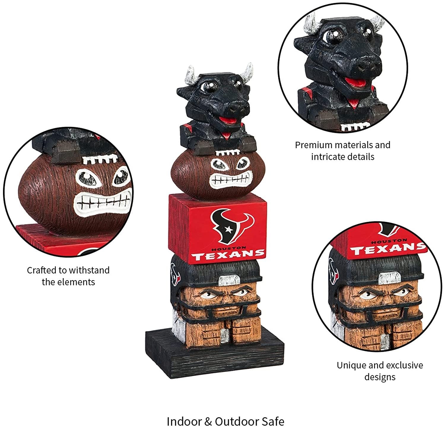 Houston Texans 16 Inch Tiki Totem Garden Statue Resin Outdoor Decoration 6