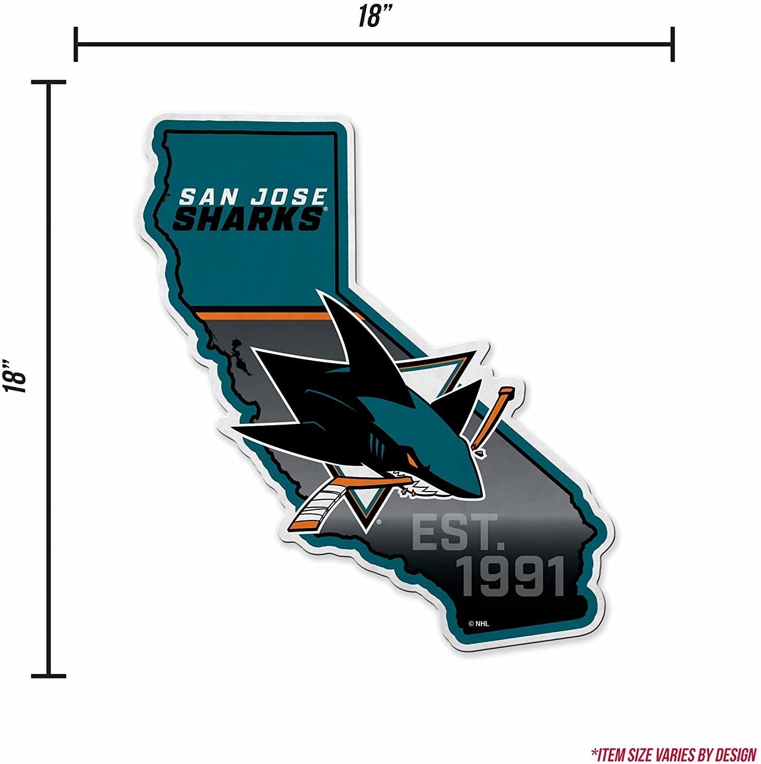San Jose Sharks 18" State Shape Pennant Soft Felt 4