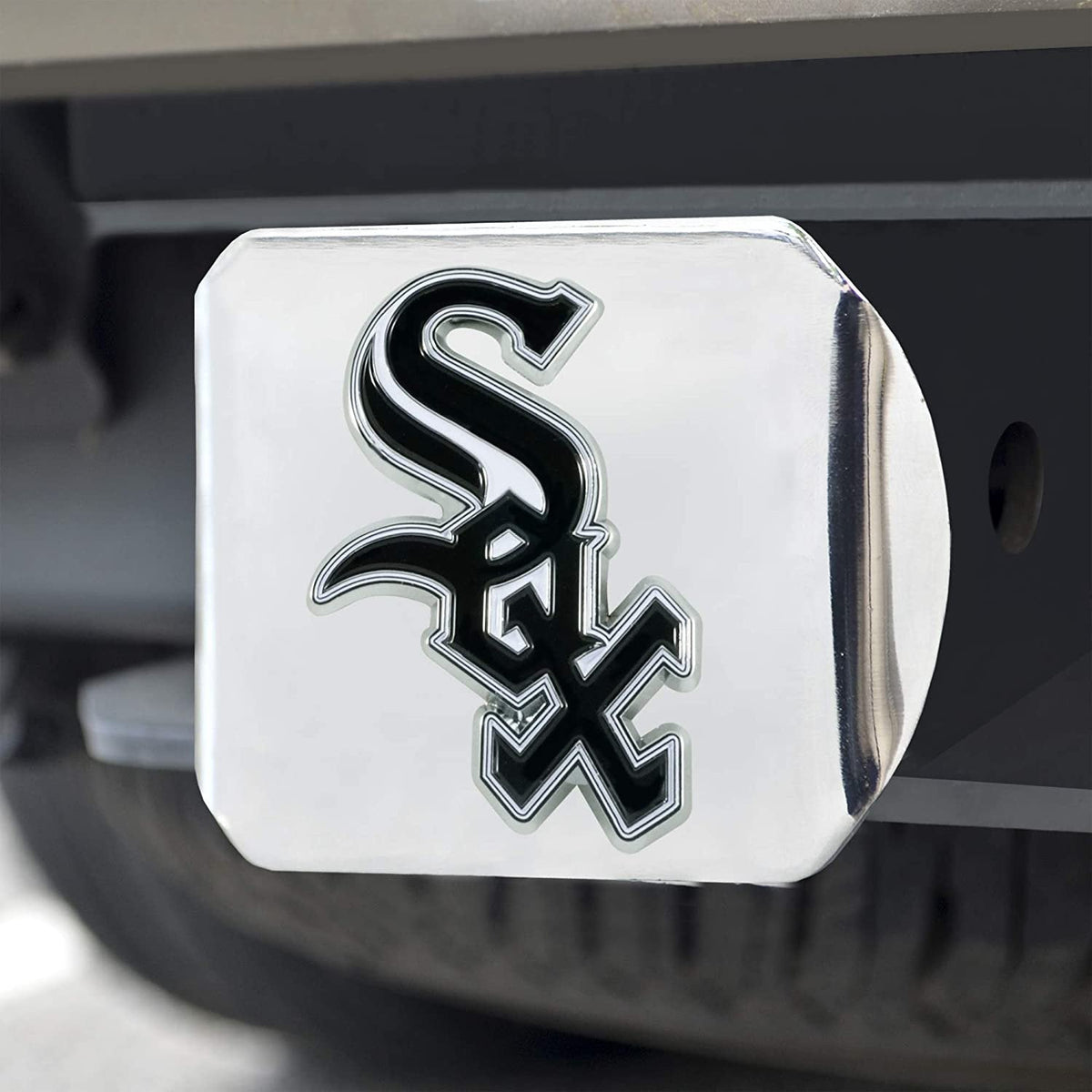 Chicago White Sox Hitch Cover Solid Metal with Raised Chrome Metal Emblem 2" Square Type III