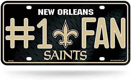 New Orleans Saints Metal Auto Tag License Plate, #1 Fan Design, 12x6 Inch 1